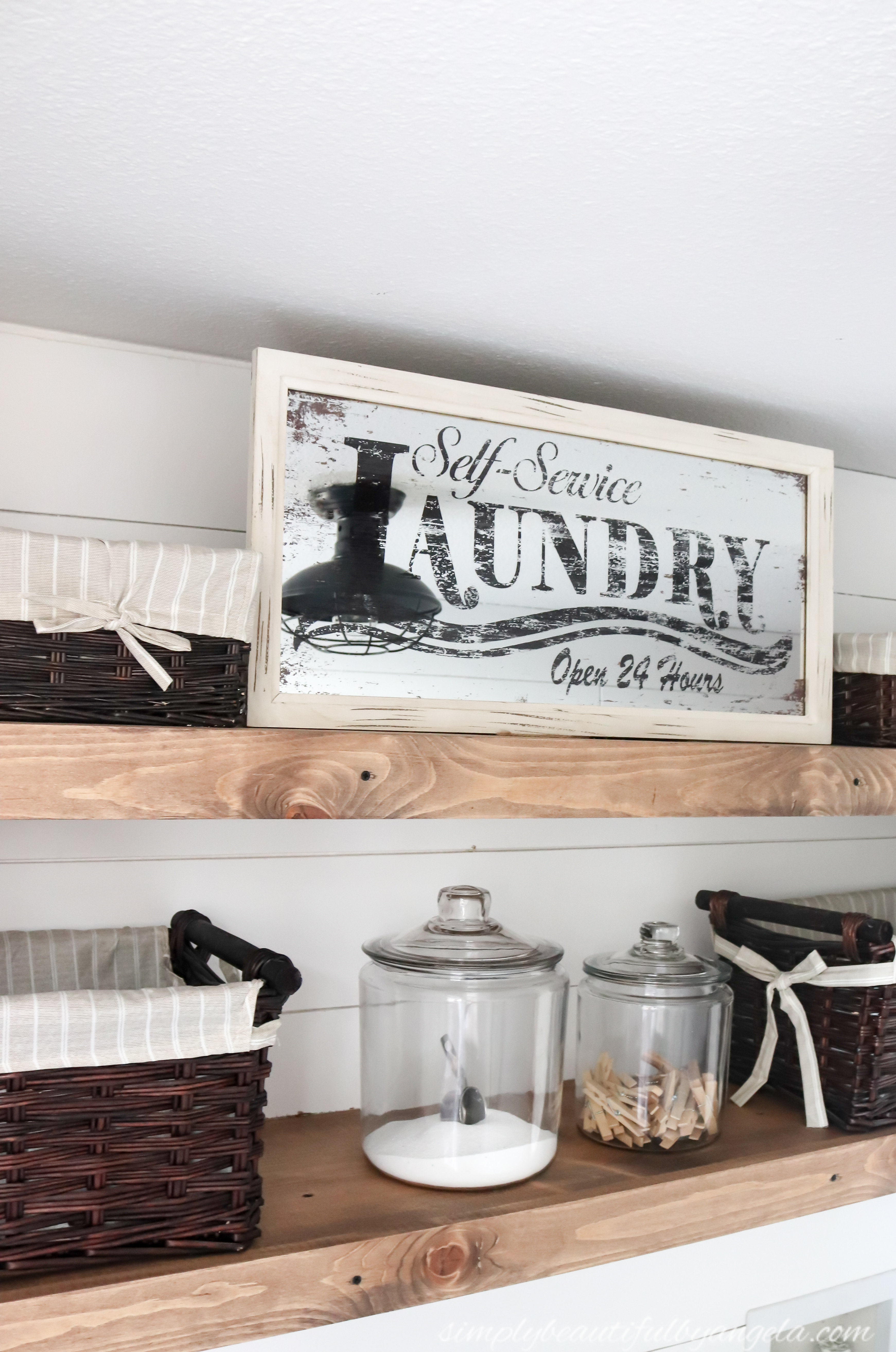 Farmhouse laundry room rack sale