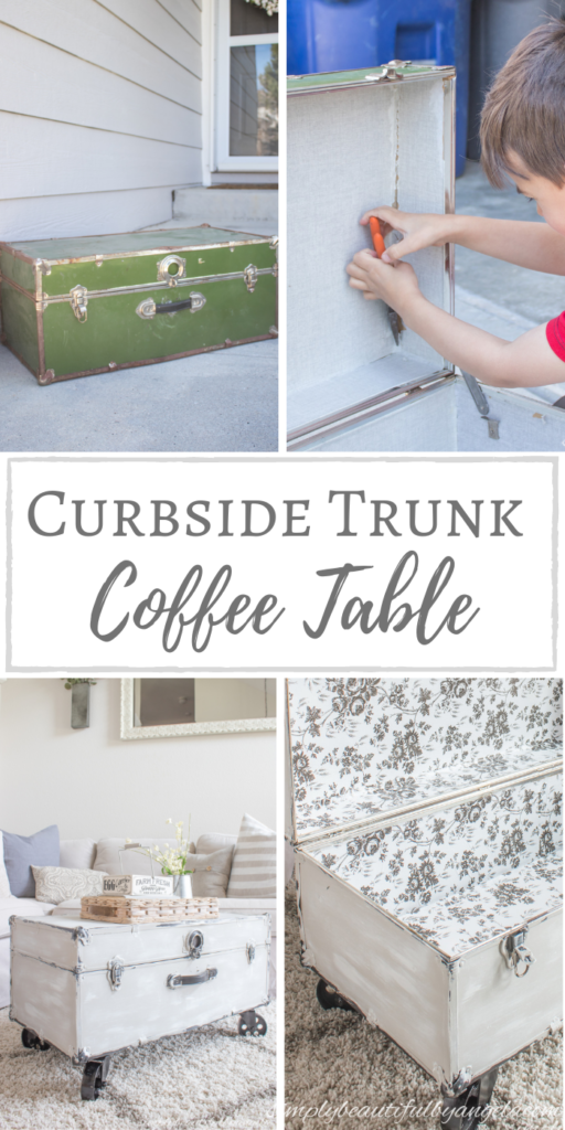 Steamer Trunk Coffee Table on Steel Wheels 