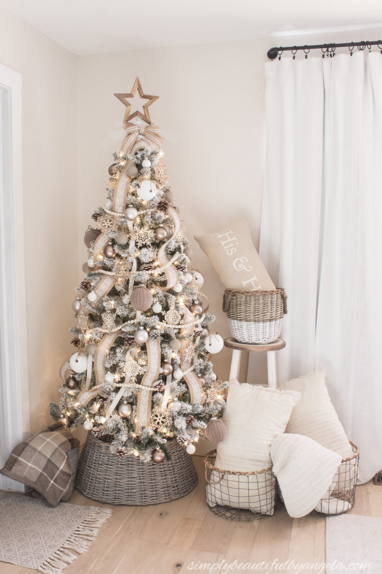 Cozy Neutral Bedroom Christmas Tree