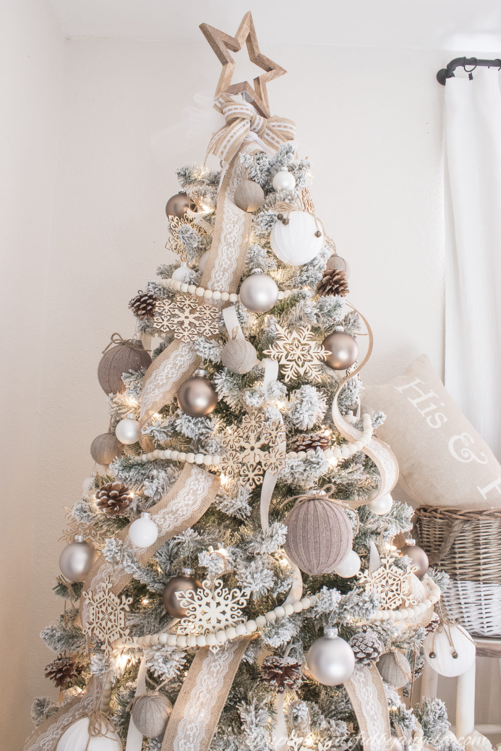 Cozy Neutral Bedroom Christmas Tree