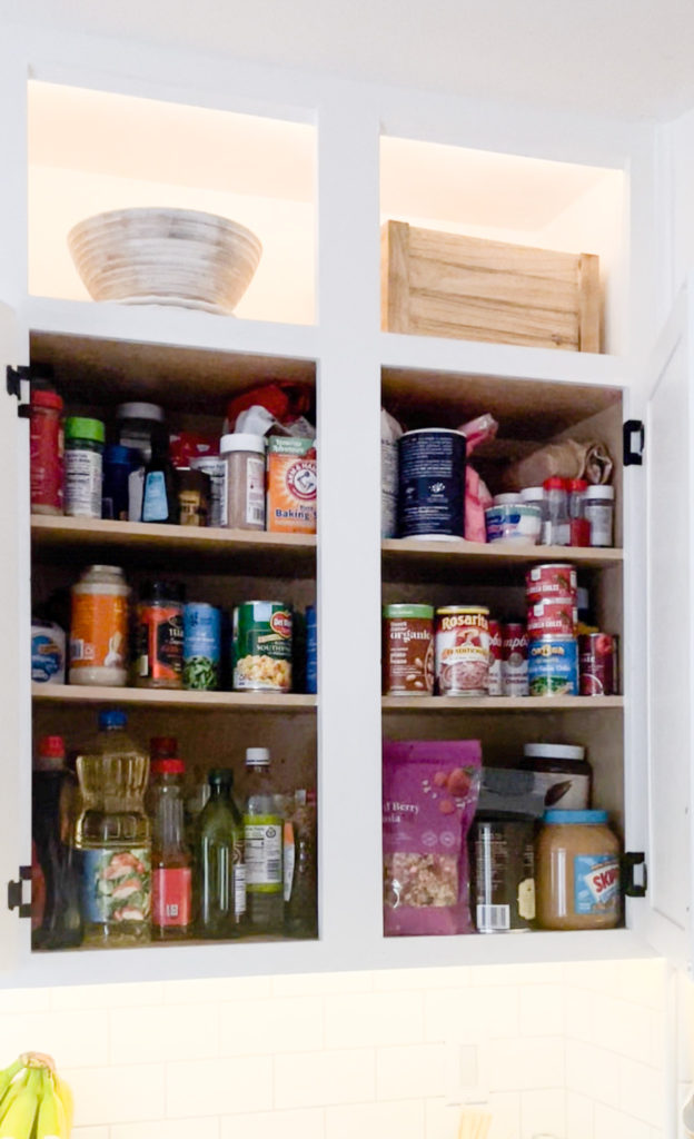 kitchen cabinet with food