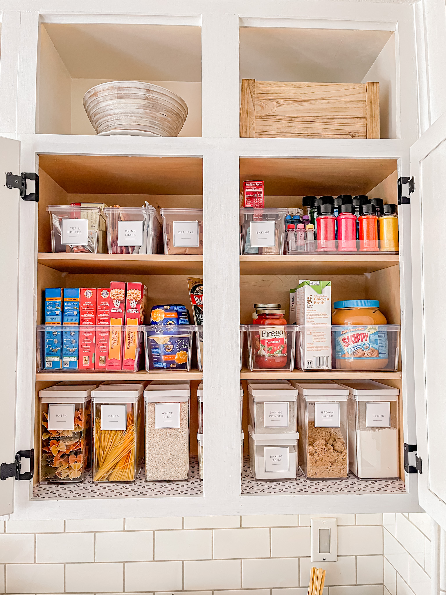 How I Use Cabinets as our Pantry + the New Pretty Organization!